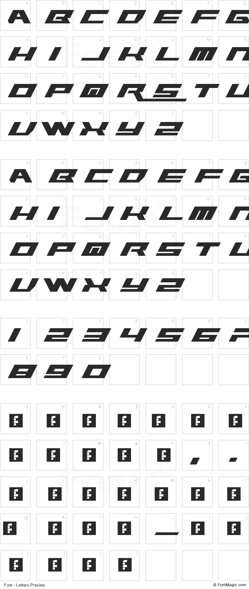 Rawhide Raw 2012 Font - All Latters Preview Chart